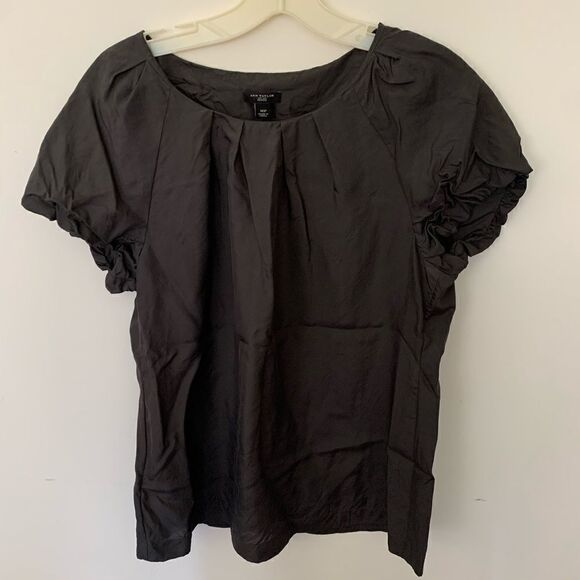 100% Silk Ann Taylor Dark Grey Blouse - Picture 1 of 3